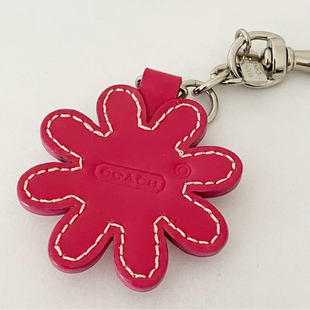 Coach Pink Flower Crystal Keychain Card Holder Charm - Picture 4 of 6